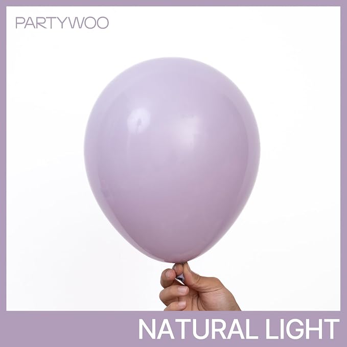 PartyWoo Dusty Purple Balloons 100pcs Lavender Lilac Boho Neutral Color | - Image 2