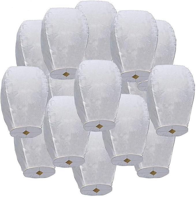 40 Pcs White Round Paper Lanterns Decorative Hanging Paper Lanterns Lamp by Nufroupel