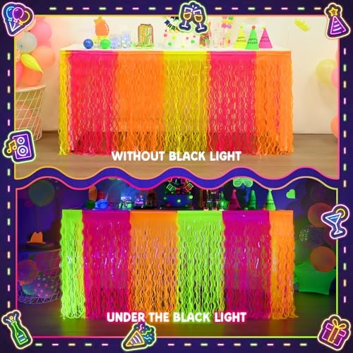Mega-L Glow in The Dark Party Supplies, Neon Wavy Table Skirts, 4 Pack - Image 5