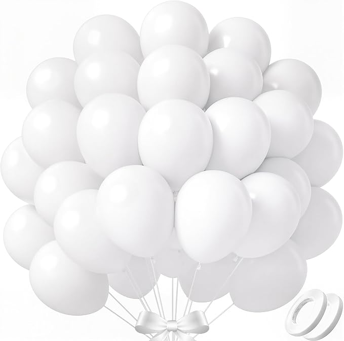 110pcs White Balloons 12 Inch White Latex Balloon Garland Arch Kit by BAIBAOXIANG