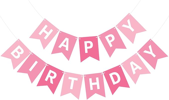 Hooqict Happy Birthday Banner Pink Birthday Decorations by Hooqict