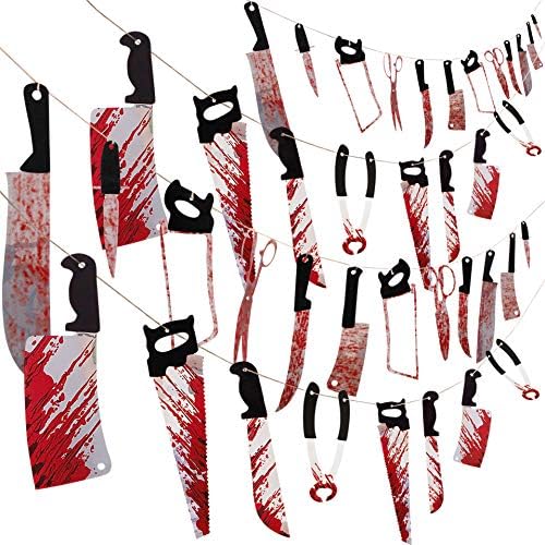 4PCS Halloween Decorations Bloody Banners: Horror Party Garland Decor by MoonBoat
