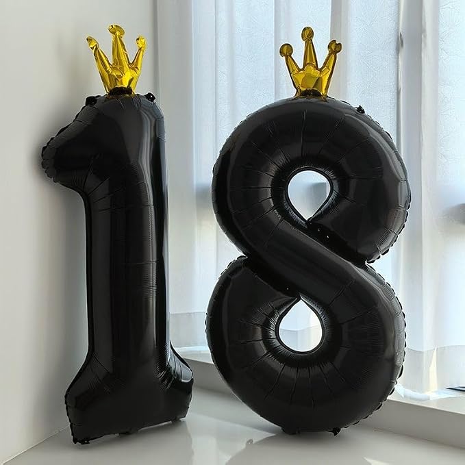 Black Number 4 Balloon with Crown, 40 inch Black Number Balloon 4th Birthday - Image 5