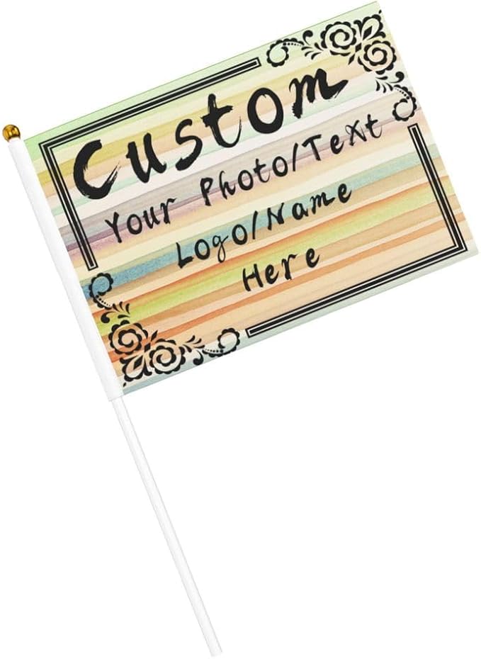Custom Mini Flag on Stick Make Your Own Flags Personalized Photo Text Logo - Image 3