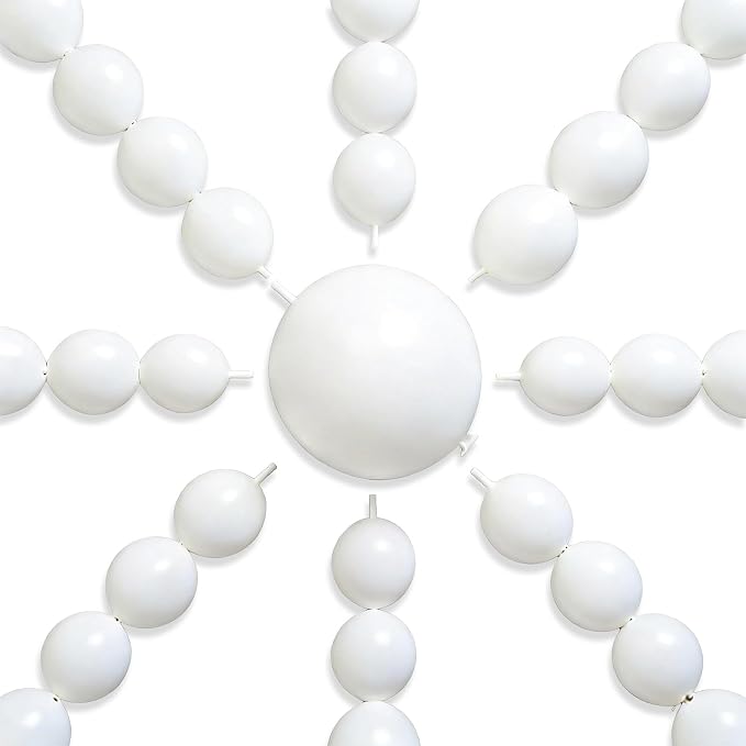 PartyWoo White Linking Balloons 100pcs 6 Inch White Link Balloons | by PartyWoo