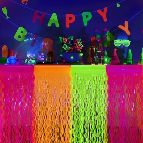 Mega-L Glow in the Dark Party Supplies, Neon Wavy Table Skirts, 2 Pack - Image 2