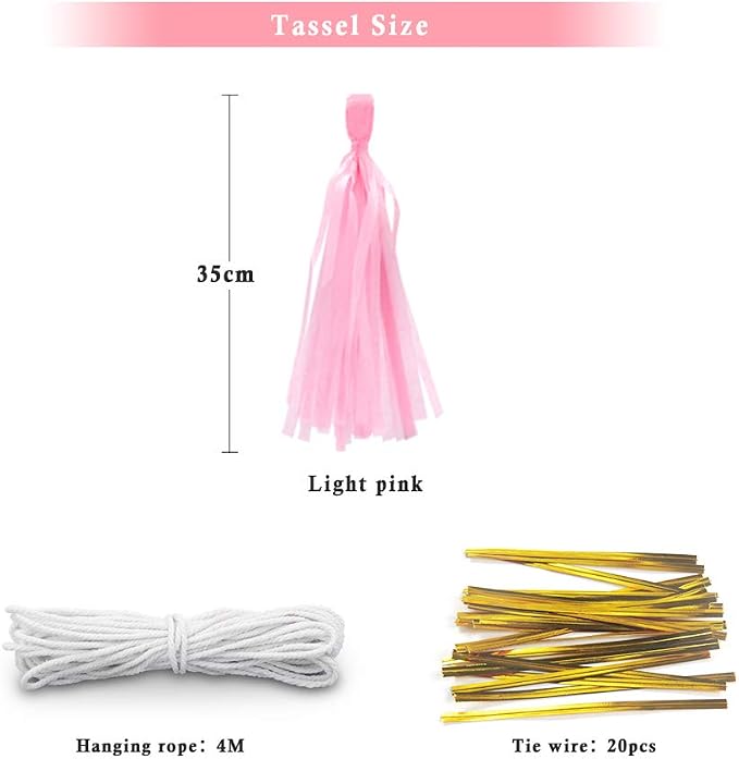 Pink Tissue Paper Tassel DIY Hanging Paper Decorations Party Garland - Image 2