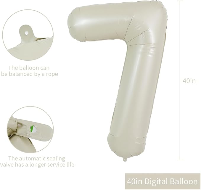 TONIFUL 40 Inch Cream White Large Numbers Balloon 0-9 Birthday Party Decorations - Image 2