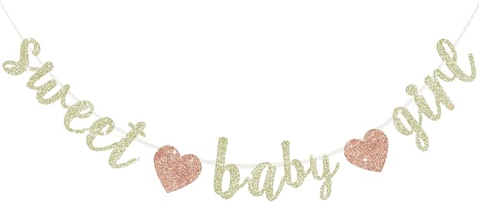 BEISHIDA Pre-Strung Glitter Champagne Girl Baby Banner Baby Shower Decor | NO by Beishida