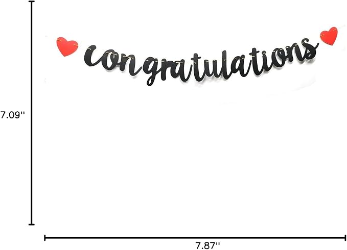 Congratulations Banner Black Letters & Red Symbol Hanging Paper Sign Decorations - Image 6