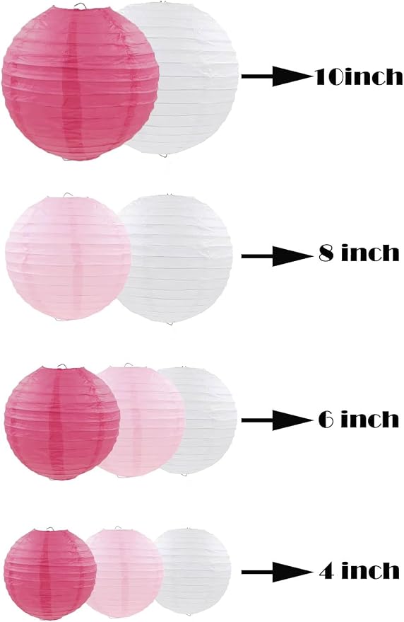 ZOOYOO 10pcs Paper Lanterns, Bridal Shower, Valentine's Day, Gender Reveal - Image 2