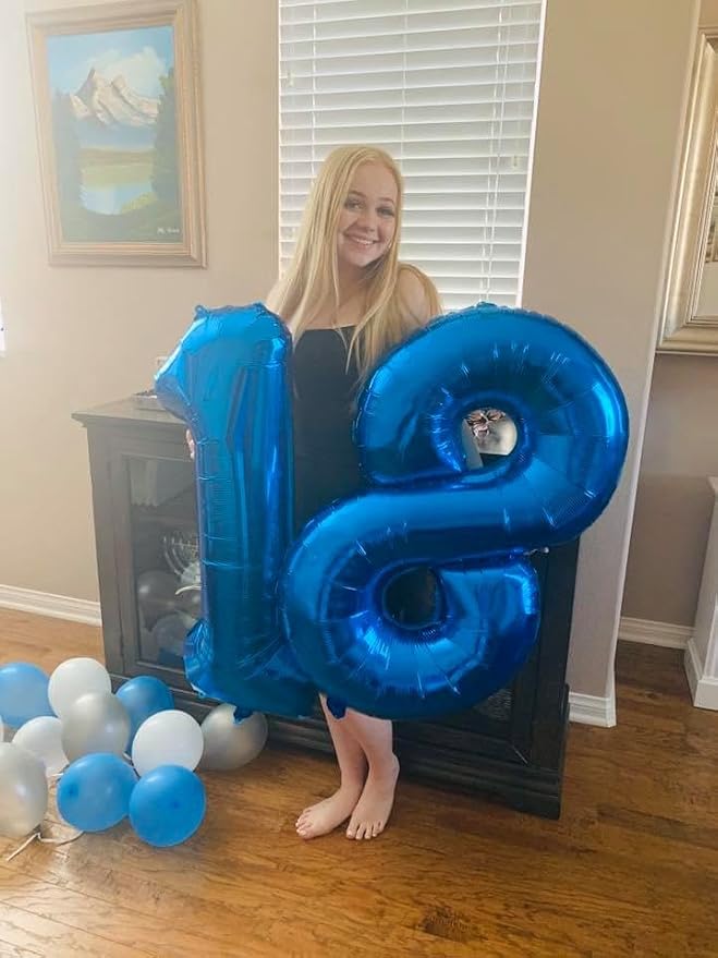 Navy Blue Number 18 Balloon 40 Inch - Image 2
