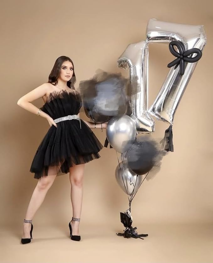 Number Balloons 17 Balloon Silver - Image 3