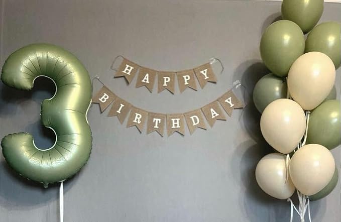 Sage Green Number 3 Balloon 40 inch, 3rd Birthday Party Balloons Decorations | - Image 8