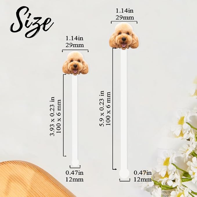 Custom 50 Pcs Double-Sided Wedding Pet Stir Sticks, Personalized Dog Cat Head Acrylic Cocktail Stirrers, Custom Your Photo Stir Sticks, Decor Birthday, Retirement, Bachelorette Parties