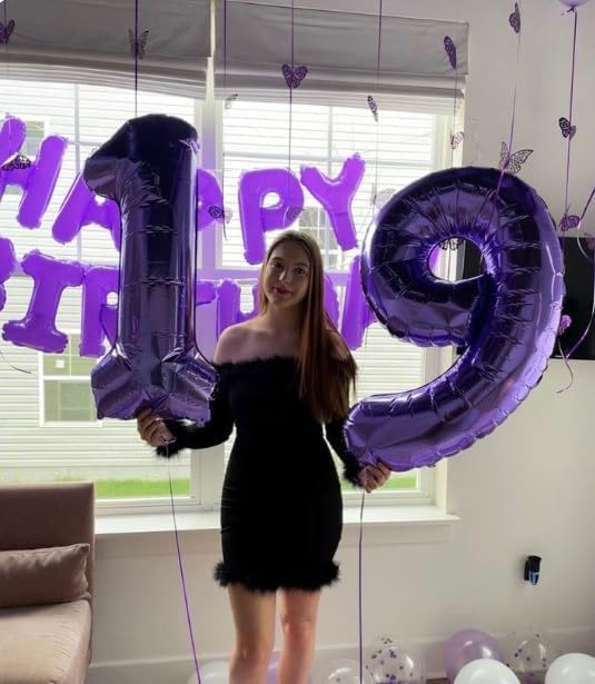 Purple Number 1 Balloon 40 inch, Balloon numbers party supplies, deco photo - Image 4