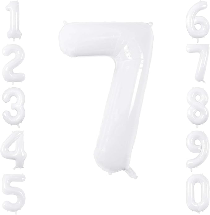 White Number 7 Balloon 40 Inch, Large White Foil Mylar 7th Birthday Decorations by Unknown