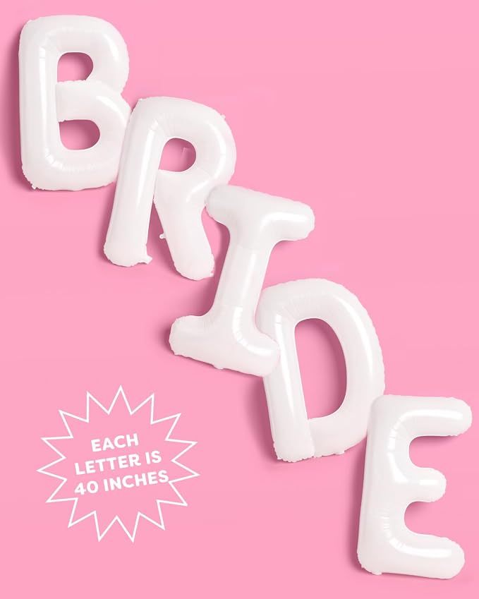 xo, Fetti 40in Giant White BRIDE Balloons XL | Bachelorette Wedding Decor | - Image 5