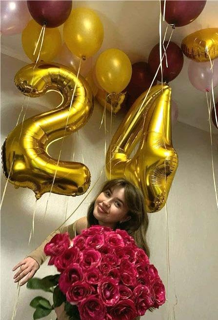 40 Inch Gold Large Number 24 42 Birthday Balloon, Giant Numbers 24 42 Balloons - Image 5