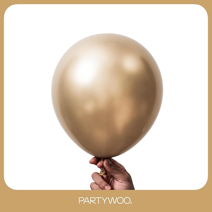 PartyWoo Metallic Gold Balloons 101pcs Chrome Gold Color 12 Inch | Balloons - Image 2