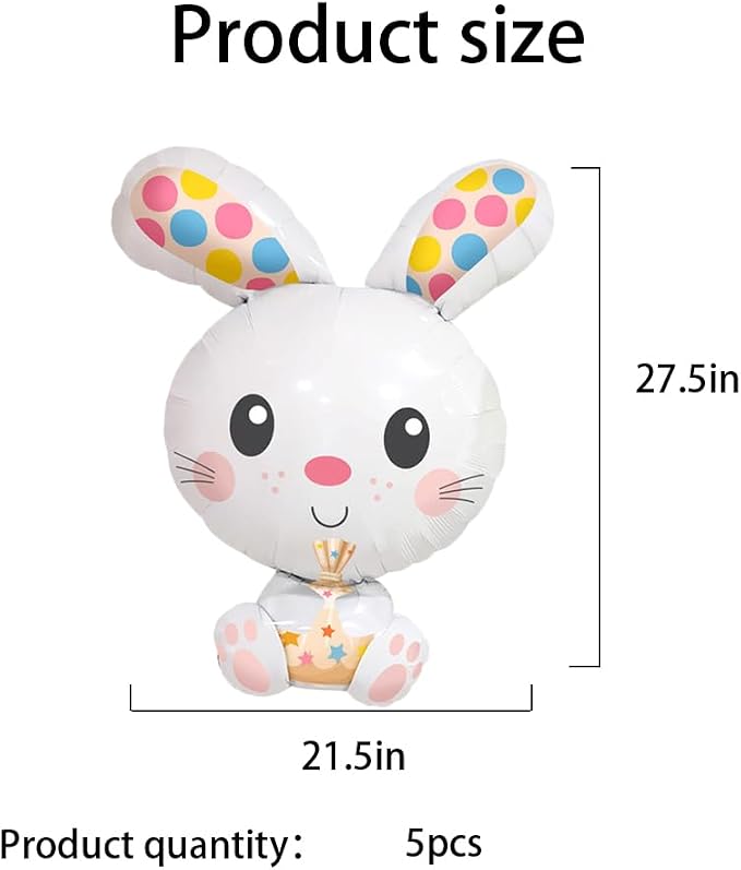 Bunny Balloons Colorful Rabbit Foil Balloon Easter Balloons - Image 2