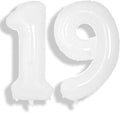 SUWEN 40 Inch White Large 19 Balloon Number Big Foil Helium Numbers 0-9 | Giant by SUWEN