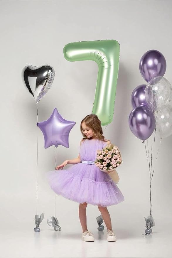 8 Balloon Numbers Birthday Decorations, 40In Sage-Green Balloons - Image 4