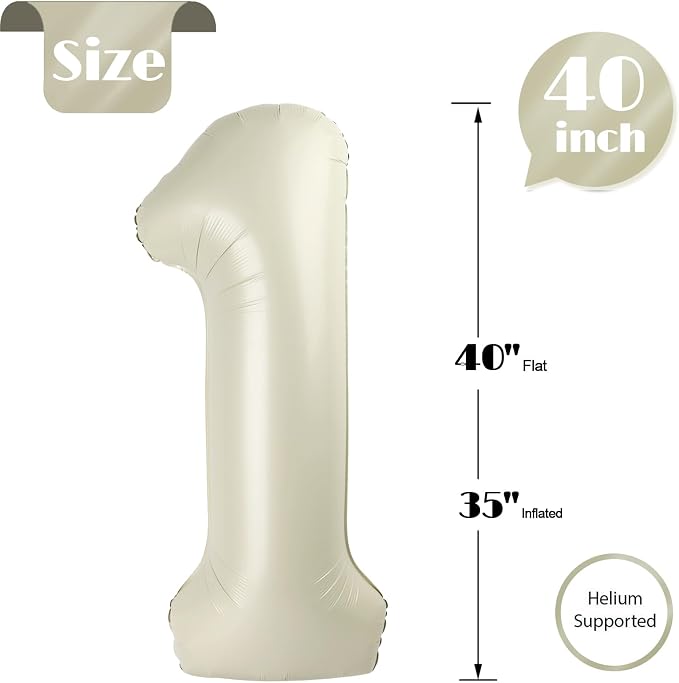 Cream Number 1 Balloon 40 Inch - Image 5