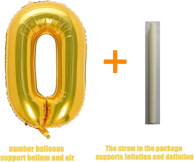 32 Inch Gold Number 0 Balloons Foil Ballon Digital Birthday Party Decoration - Image 4