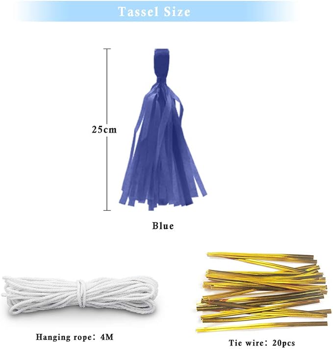 9.8in Tissue Paper Tassel DIY Hanging Paper Decorations Party Garland - Image 3
