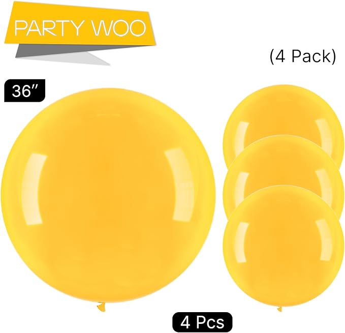 PartyWoo Yellow Mustard Yellow fall Latex Helium Balloons 4pcs | 36 Inch - Image 3