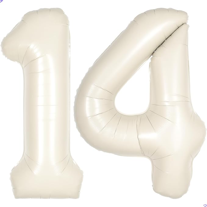 Cream White Number 14 41 Balloon by Unknown