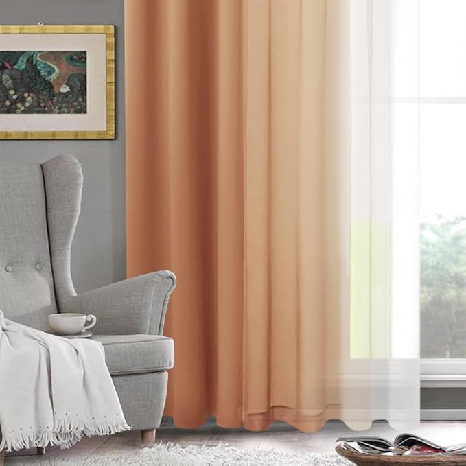 DWCN Faux Linen Ombre Sheer Curtains - Image 5