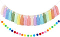 Boho Tassel Garland, Pom Pom Garland, Colorful Handmade Yarn Bunting Banner by CEUQIESO