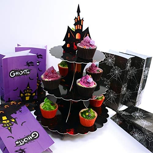 3 Tier Halloween Cupcake Stand Cardboard Gothic Tower Decorations - Image 4