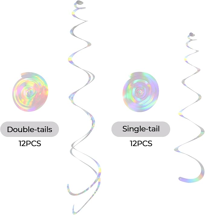 24 PCS Iridescent Hanging Swirl, Shinny Holographic Ceiling Decorations - Image 2