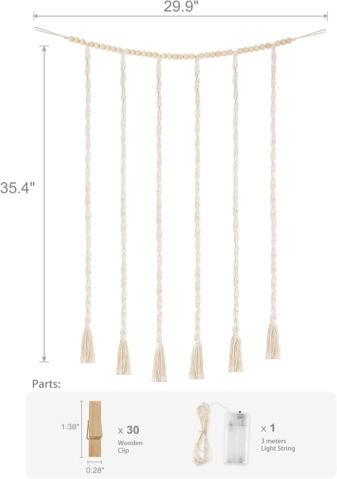 Mkono Hanging Photo Display, Boho Macrame Wall Decor - Image 7