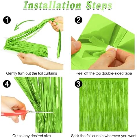 ZATAYE 2 Pack Grass Green Christmas St Patricks Foil Curtain Decorations - Image 3