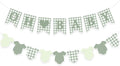 Green Gingham Baby Banner Sage Plaid Welcome Baby Shower Sign Decoration by DUIILHOS