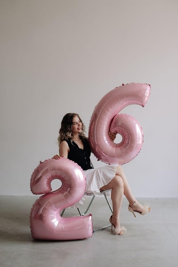 16 Balloon Number 40 Inch Pastel Pink Balloons - Image 3