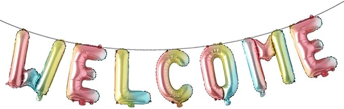 16 inch multicolor Welcome Balloon Banner Balloons Foil Letter Balloon by RUIANSI