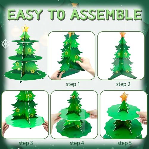 Christmas Party Decorations Christmas Cake Stand 3 Tier Christmas Tree Cupcake Stand for Birthday Party Supplies - Image 4
