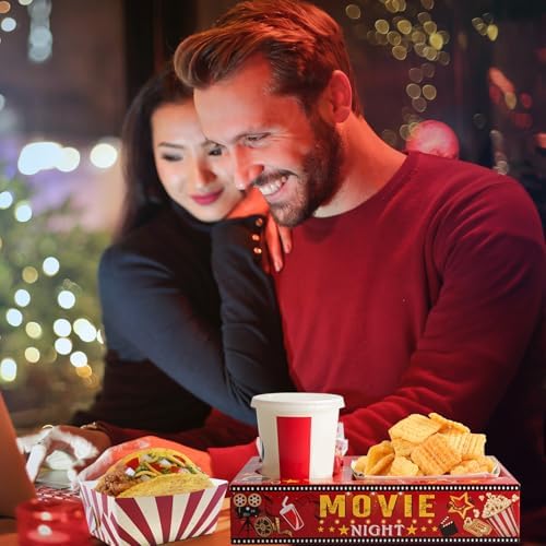48Pcs Movie Night Paper Snack Trays Movie Night Party Favors Cinema Theme Party Birthday Party Supplies Vintage Movie Night Family Movie Popcorn&Drink&Candy Box - Image 6