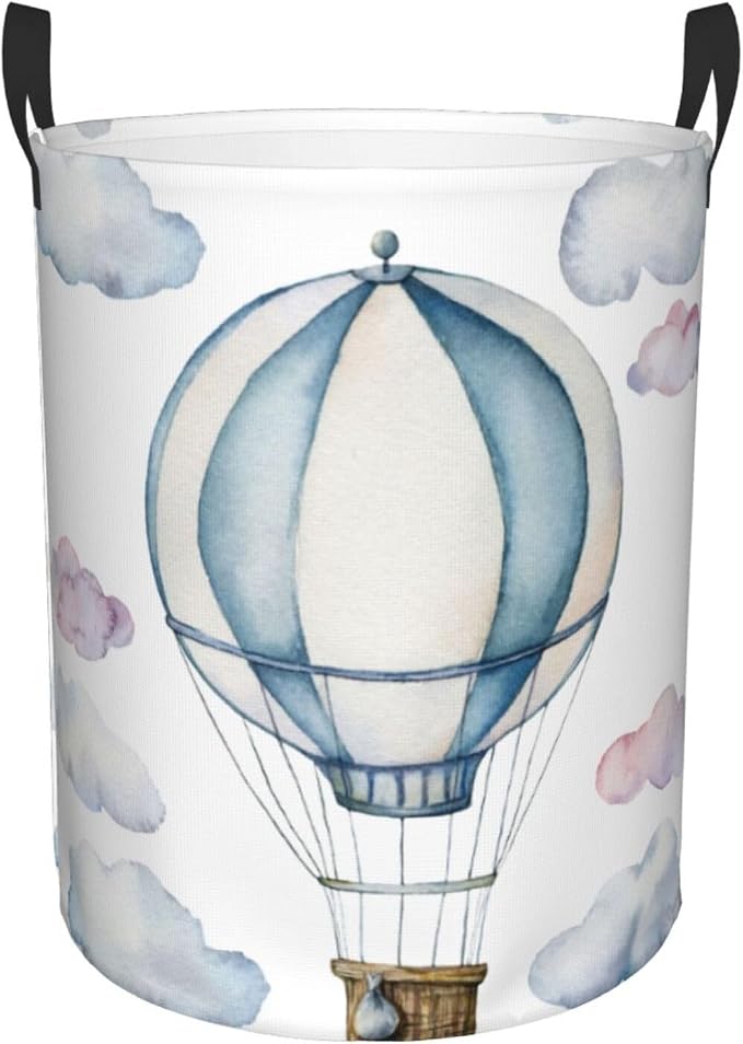 Hot Air Balloon Round Laundry Hamper Cute Storage Basket Toys Clothes Organizer by Gbuzozie