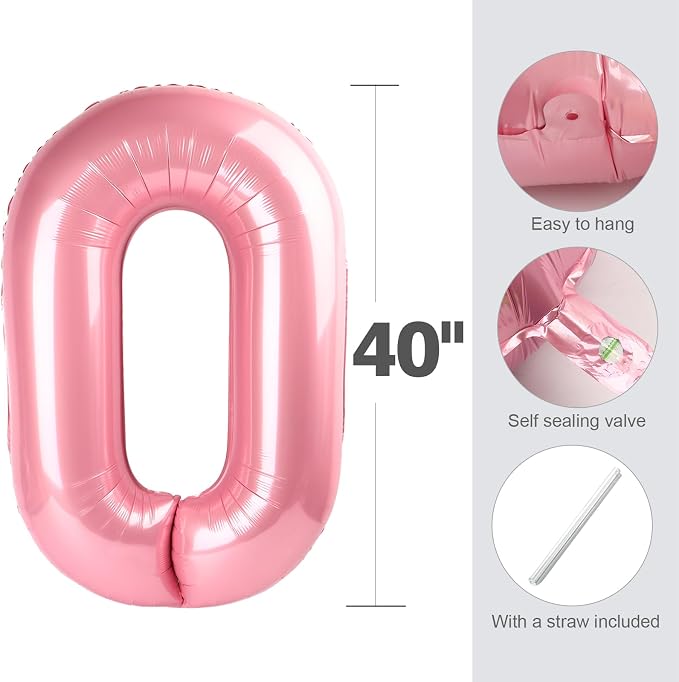 0 Balloon 40 inch Pearl Pink Number Balloons - Image 5