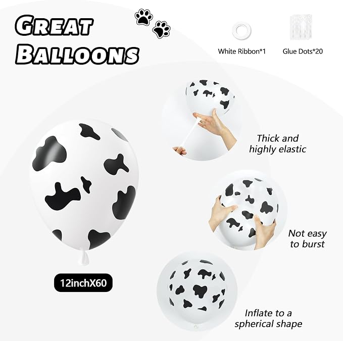 60pcs Cow Print Balloons, Latex Cow Balloons - Image 2