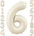 Cream 6 Balloon Number 40 Inch Cream White Number 6 Balloon Helium Mylar 6 by BBPOOL