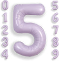 SUWEN 40 Inch Light Purple Lavender Big 5 Balloon Number Foil Helium 0-9 | 5th by SUWEN