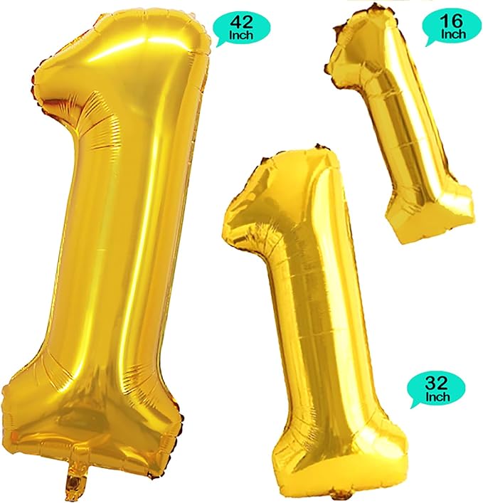 Gold Foil Balloons Number 1, Huge Number Balloons - Image 2