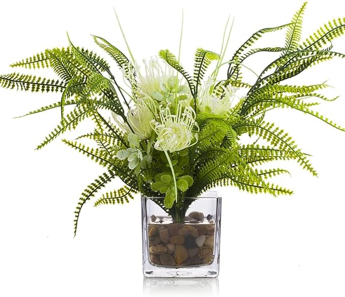 Enova Floral Cube Glass Vase - 6 x 6 Inch Square Vases with Floating Candle Holders, Perfect for Wedding Centerpieces and Home Office Decor - Set of 1